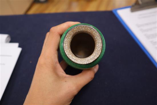A Chinese small green crackleglaze vase, 19th century height 11cm